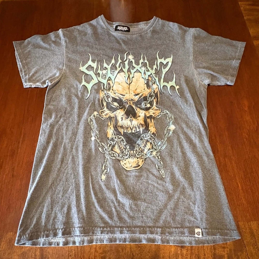 Swixxz Maggie Lindemann Skull Graphic T Shirt Medium Chains Streetwear Tee